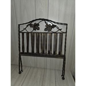 Vintage Folding Wrought Iron Magazine Rack Grapes & Leaf Design Mid Century